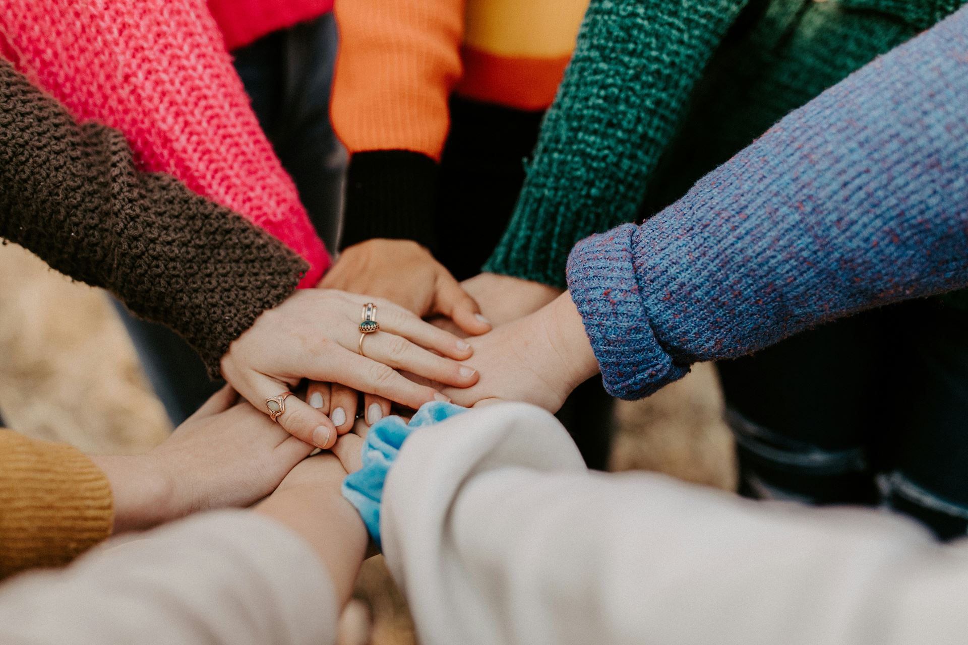 group of hands